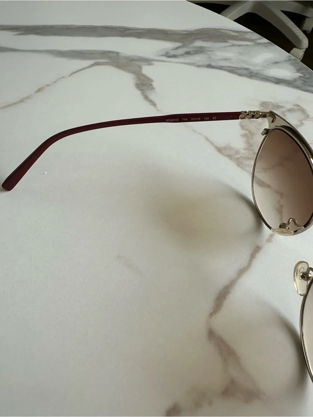 Salvatore Ferragamo Burgundy Cat-Eye Sunglasses